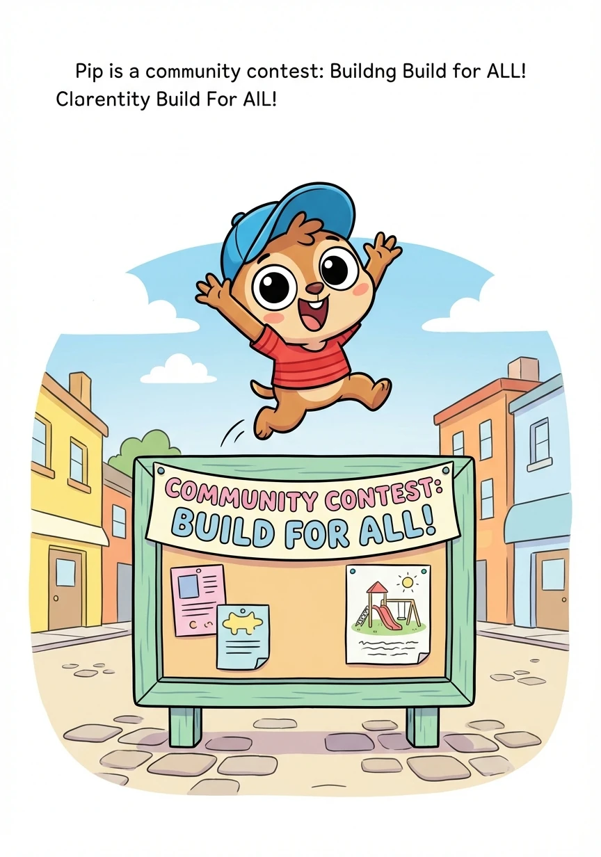 One day, the town announced a contest: build something that helps the community. Pip was thrilled! This was Pip's chance to shine.