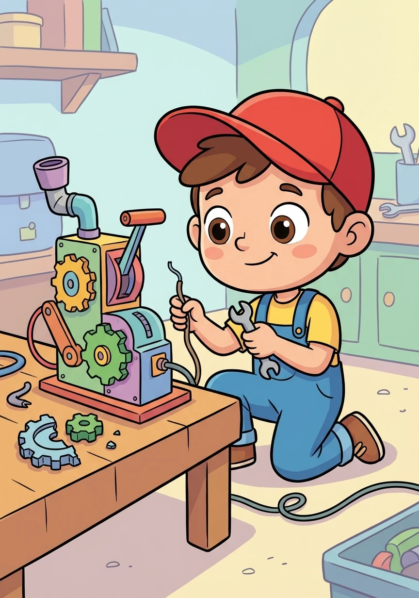 Inspired, Pip looked at the invention differently. A broken part here, a misplaced wire there – small adjustments made a big difference.