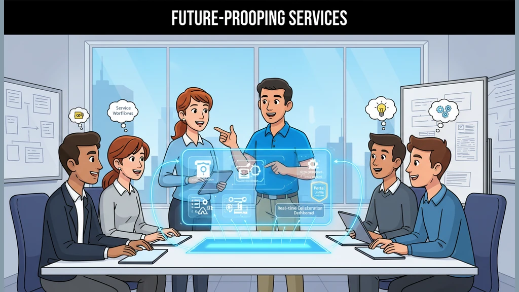 Moving to the service portal, Aditya shows a craftsman working on a complex project. He explains the two methods of recognition: recording revenue onl