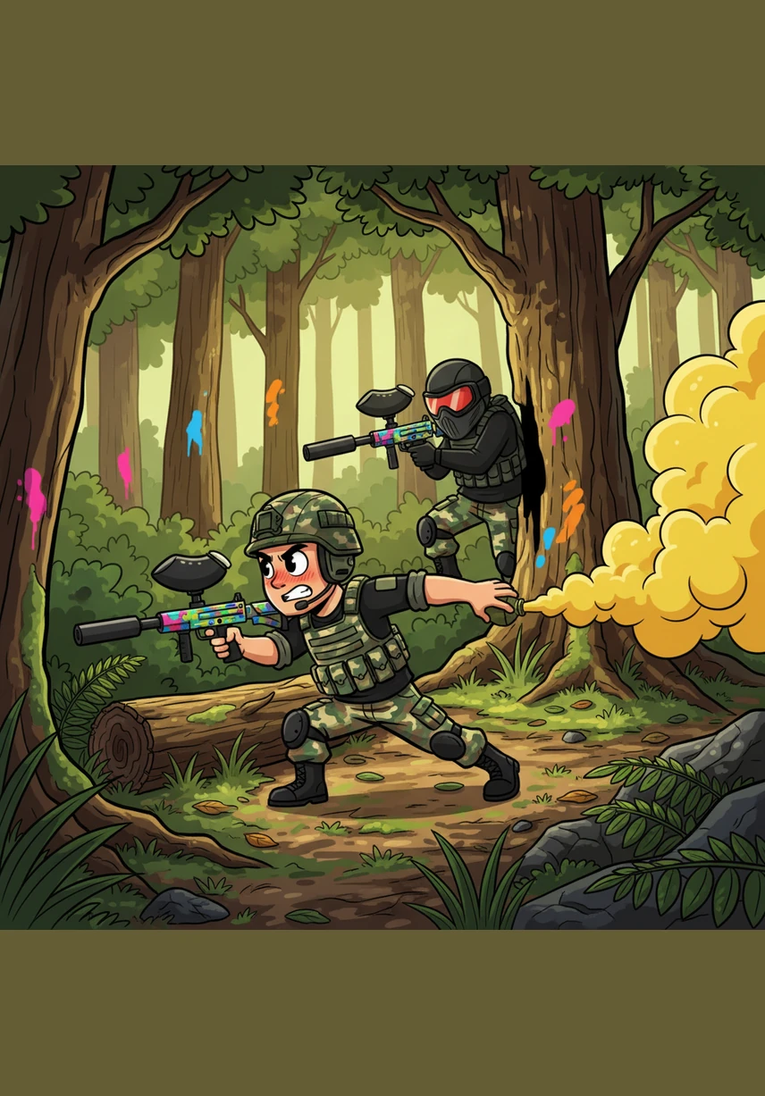 Suddenly, an enemy player sneaks up from behind a large tree and fires a single, precise shot. Rony’s character collapses instantly, and a bright red skull icon flashes across his phone screen to signal his defeat.