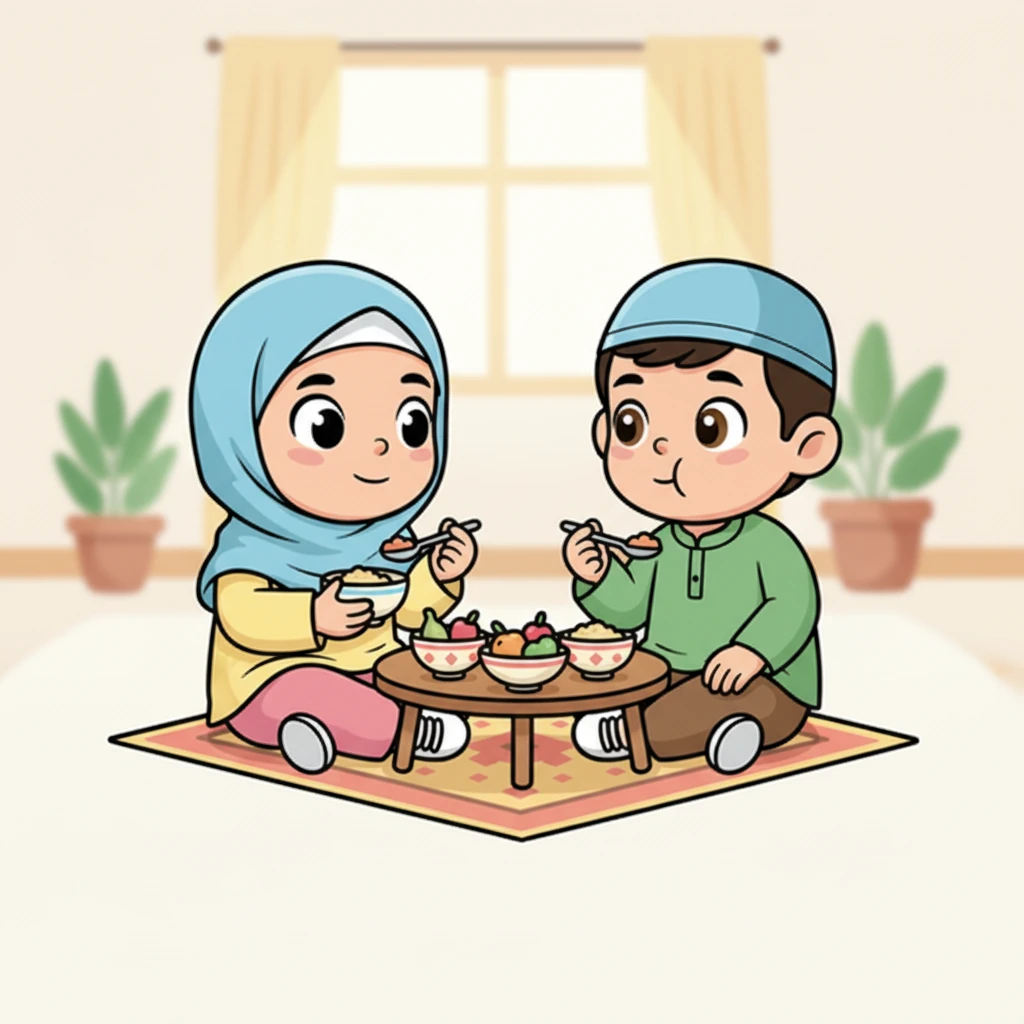 Before taking their first bite, they paused, thinking about all the good things they had. They remembered to be thankful for the yummy food and the wonderful company. It was a special moment of quiet appreciation.