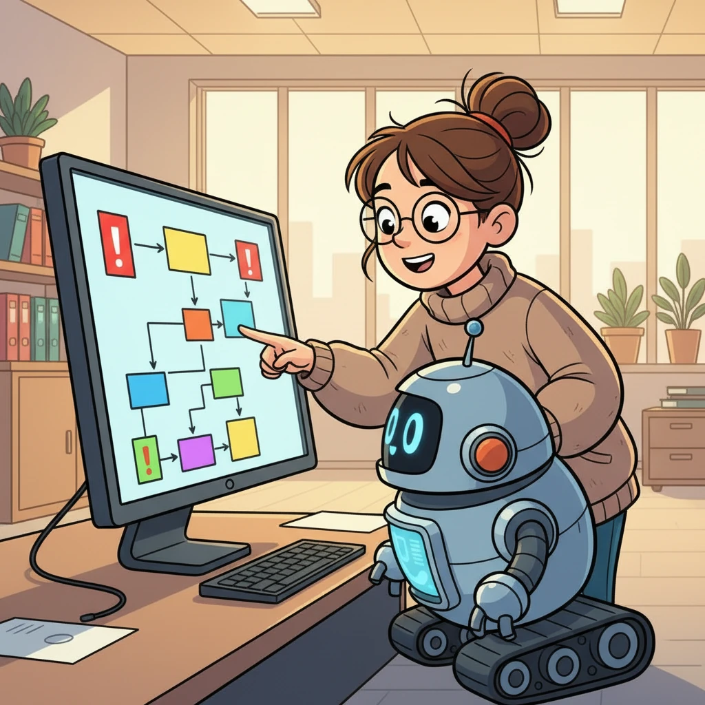 Lexi, with simple, understandable visuals on her screen, explains how she finds the right information and why some parts needed flagging. She shows Ms. Elena the connections and the reasons behind her alerts, making complex legal language feel simple and logical.