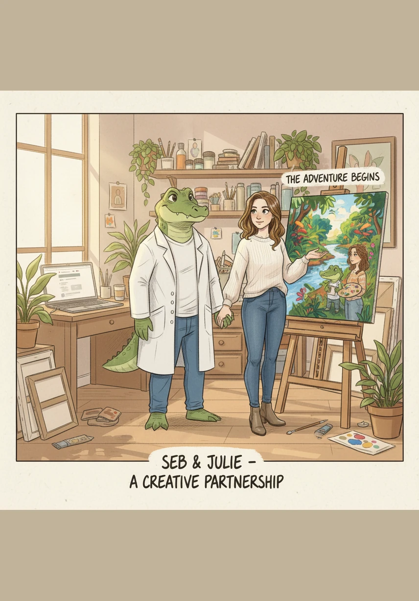 Pour conclure, Seb et Julie présentent la charte de l'organisation à leurs collègues réunis dans une ambiance conviviale. Ils montrent comment l'engagement de chacun permet d'utiliser les nouveaux outils pour créer, rédiger et innover tout en restant fidèles à leurs valeurs pédagogiques et éthiques.