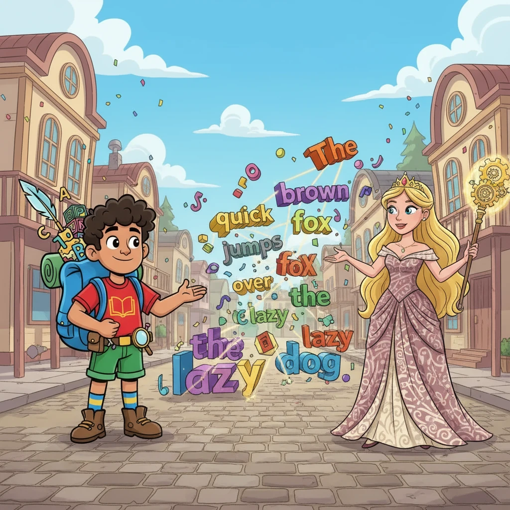 En su camino, Morfy conoció a la Princesa Sintaxis, quien le explicó la importancia del orden de las palabras. Ella le mostró cómo las palabras se combinan para formar frases con sentido. Juntos, organizaron un desfile de palabras.