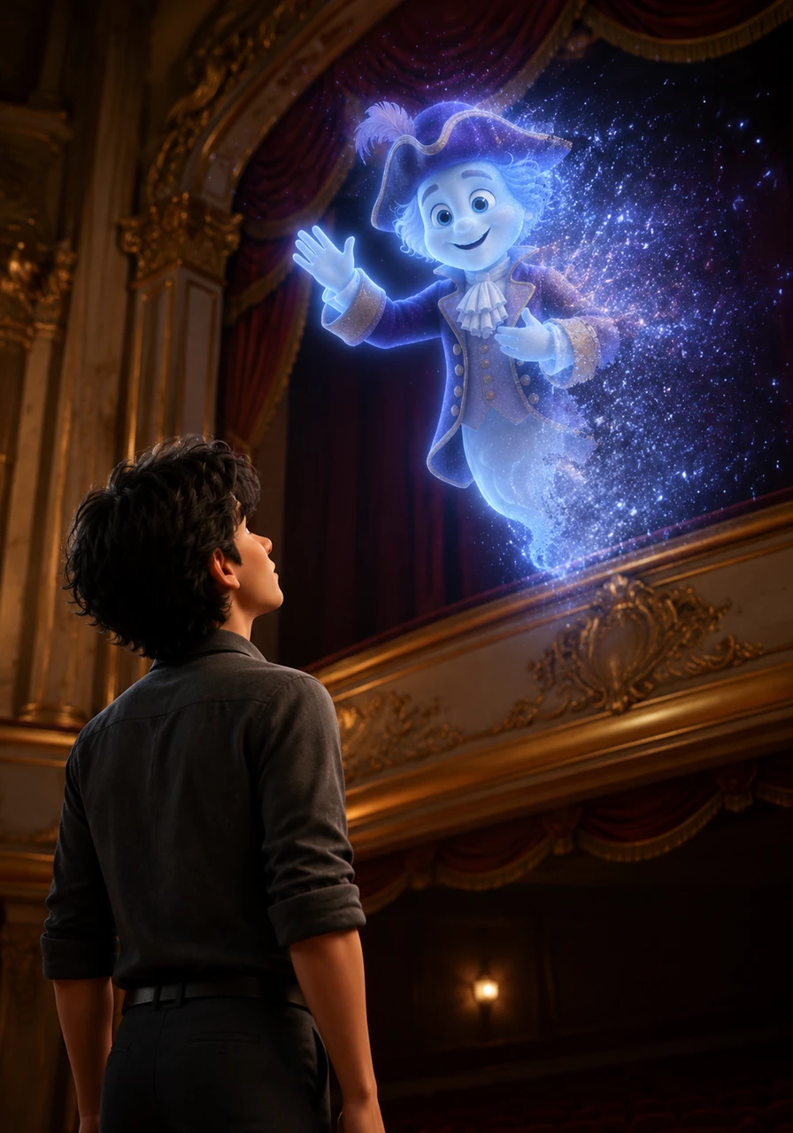 Looking up toward the balcony, Arthur saw Gideon smiling warmly before slowly fading away into a soft, shimmering stardust. Arthur knew his spectral friend was finally at peace, leaving behind a legacy of magic and a forever changed theater.