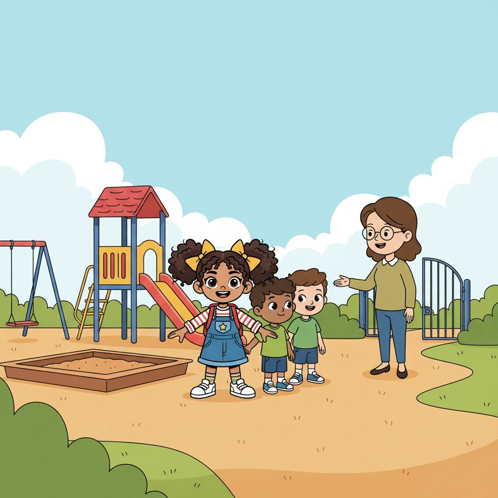 During playtime, Ms. Lily asked the children to line up to go outside. Maya remembered the instructions and quickly joined the line. She made a new friend named Sam.