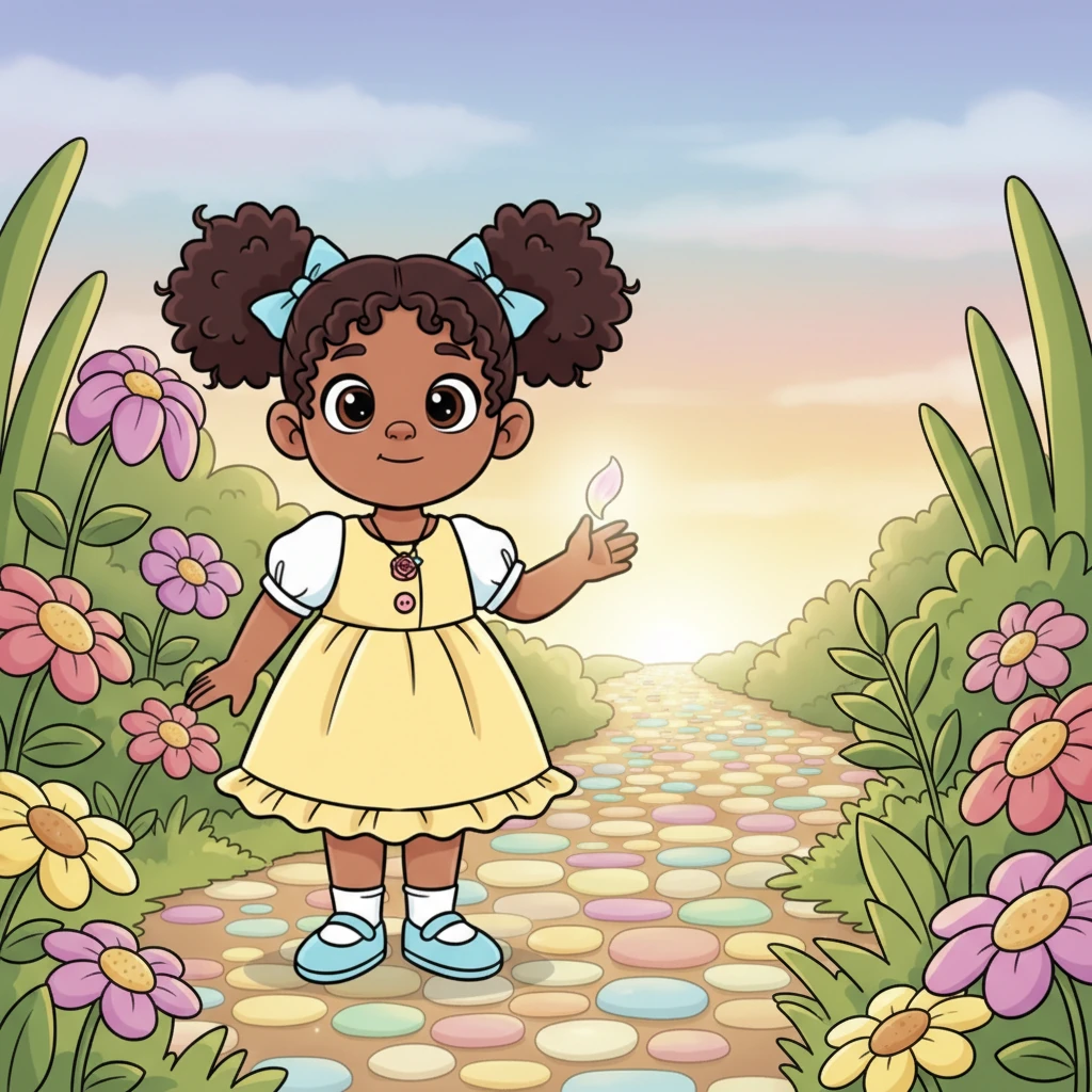 Standing at the edge of her familiar garden, Lily looked towards the shimmering, unknown path stretching into the distance. With the magical petal clutched in her hand and a brave smile on her face, she knew her grand adventure was just beginning.