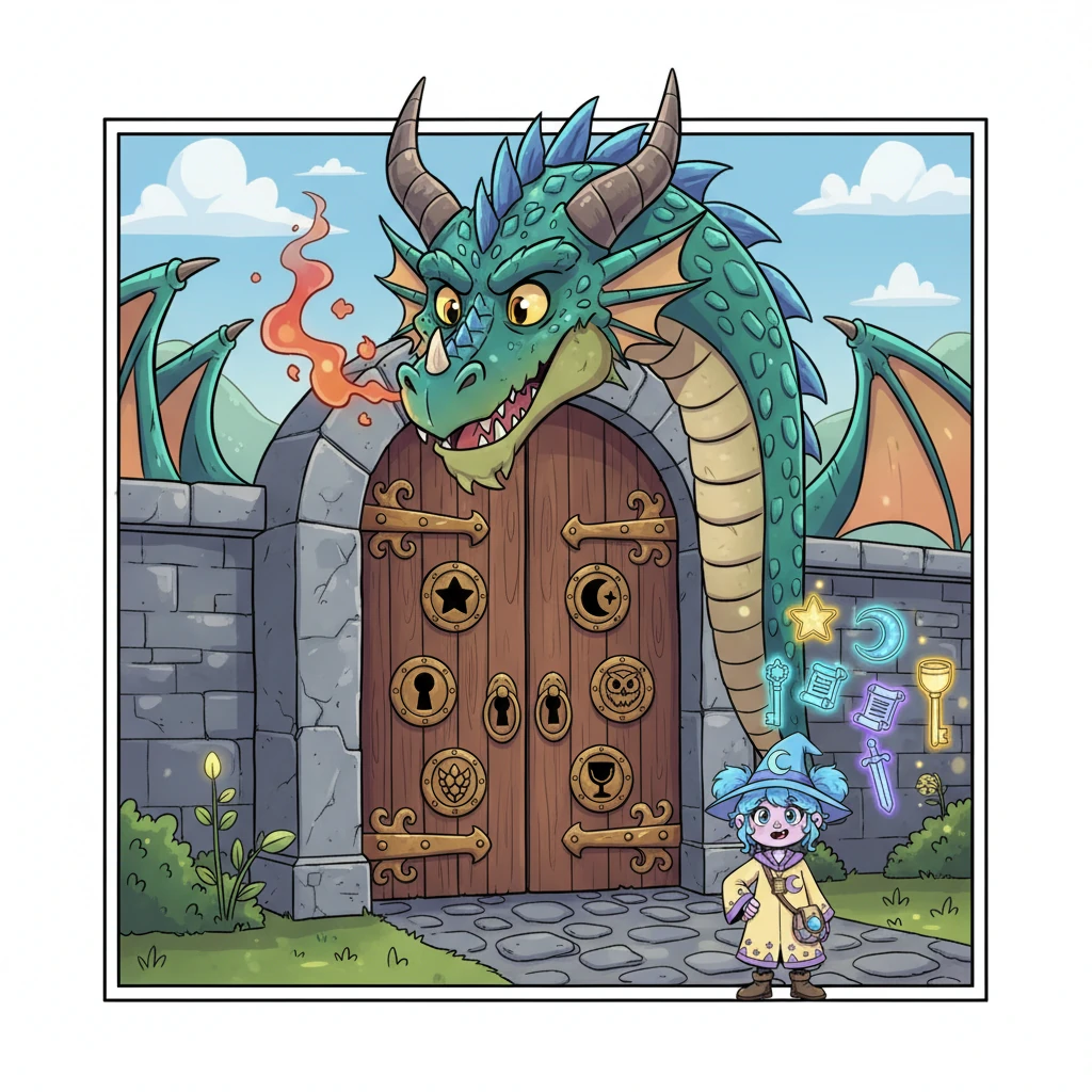 Whispers often spoke of the formidable Gleamstone Dragon, Smarag, who guarded the Academy with a rumbling growl and a fiery breath, making the path to knowledge perilous. Yet, Pip, with her heart full of courage, focused instead on the tales of the eight mystical keys, the only way to open the Academy’s grand doors. She knew five were already held by legendary figures.