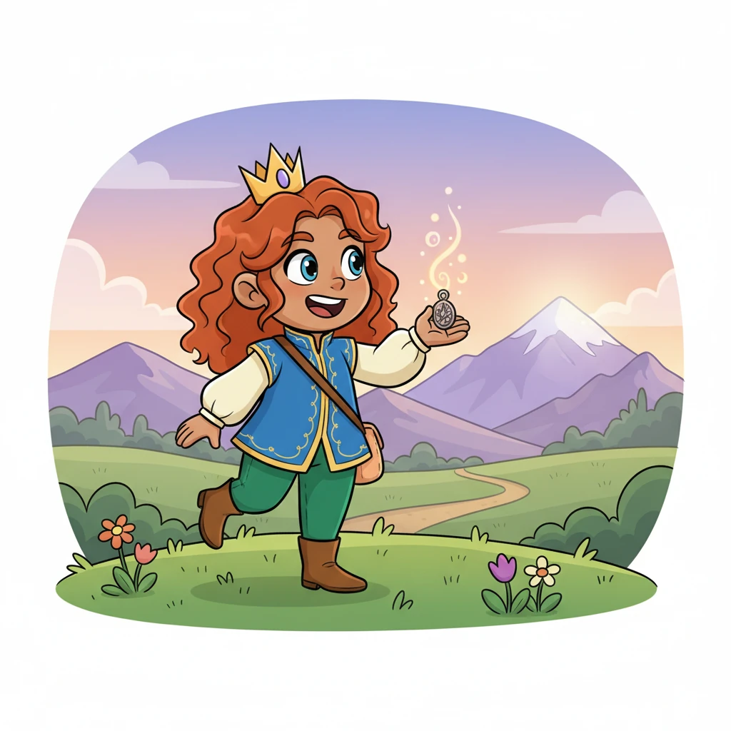 With a renewed spring in her step and the musical charm humming softly in her hand, Pip looked towards the horizon. A faint, shimmering light seemed to beckon from a distant, whimsical mountain peak, hinting at a new adventure and perhaps another key. Her smile was broader than ever, ready for whatever playful challenge awaited her next.