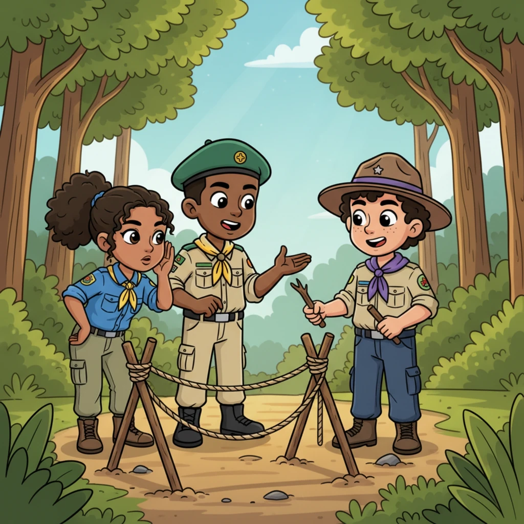 Seeing their struggle, the Senior Guide gently reminded them about the power of working together, like a well-oiled machine. Guide Alex took a deep breath, stepping forward to suggest a plan, listening carefully as teammates shared their brilliant ideas. Slowly, a sense of order began to emerge, with everyone finding a role.