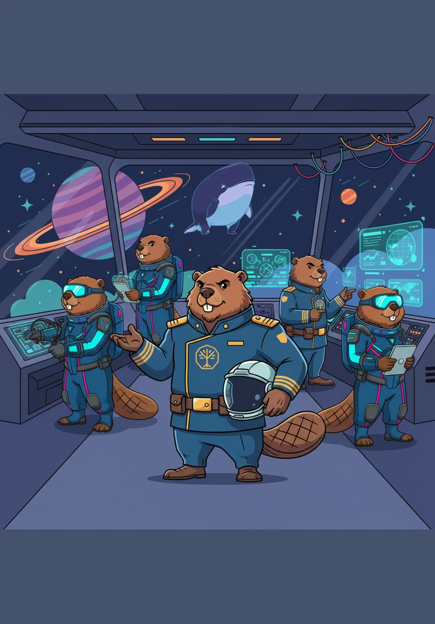 With their mission complete, the space beavers sit on the hull of their ship and watch the peaceful glow of the Great Cosmic Dam. The galaxy is safe and full of light, thanks to their hard work, curiosity, and teamwork. They share a snack of space-popcorn, already dreaming of where their next adventure will take them.