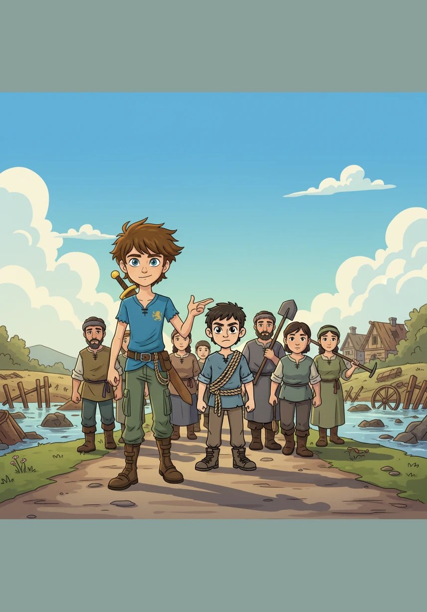 The next morning, a long line of villagers followed Leo back up the mountain, carrying ropes, shovels, and buckets. Even the smallest children helped by carrying water and snacks for the workers.