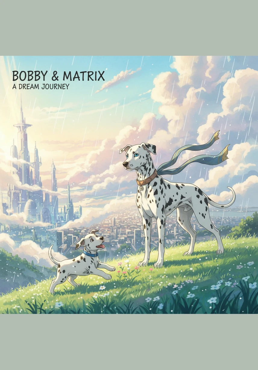 Tails wagging high like flags of mischief, the spotty pair trots down a winding path. Bobby tries to maintain a steady pace, but Matrix is already darting toward every interesting scent and fluttering butterfly.