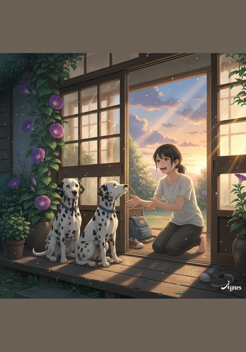 Back at their front door, the brothers are greeted by their relieved family with hugs and cheers. Bobby sits with quiet dignity despite his muddy coat, while Matrix can’t stop wagging his tail, his eyes still bright with the day's excitement.