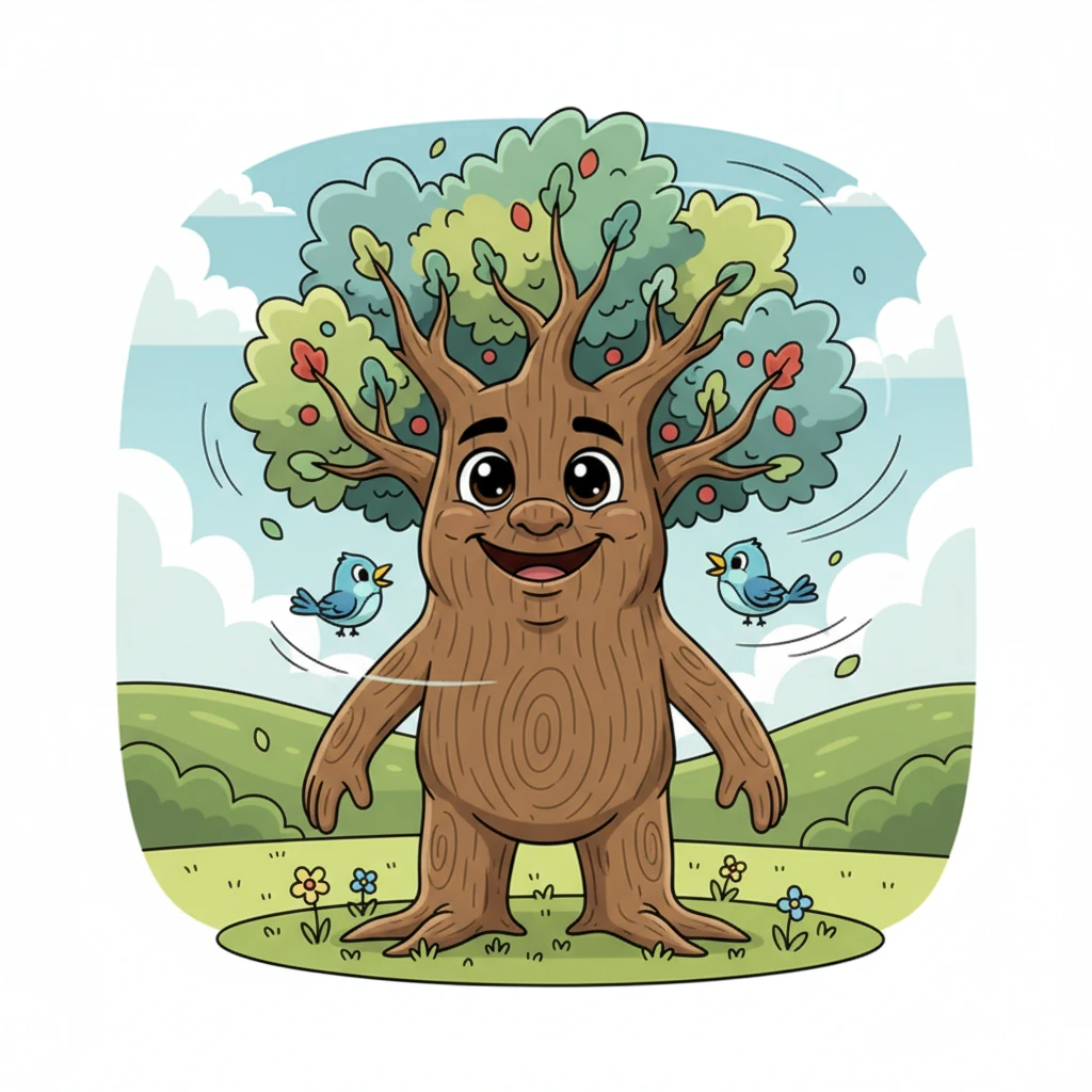 Years later, Pip was no longer a tiny sapling, but a strong, vibrant young tree. Its leaves danced in the breeze, and small birds nestled in its branches. It wasn't as towering as the Old Oak, but it was healthy, happy, and full of life.