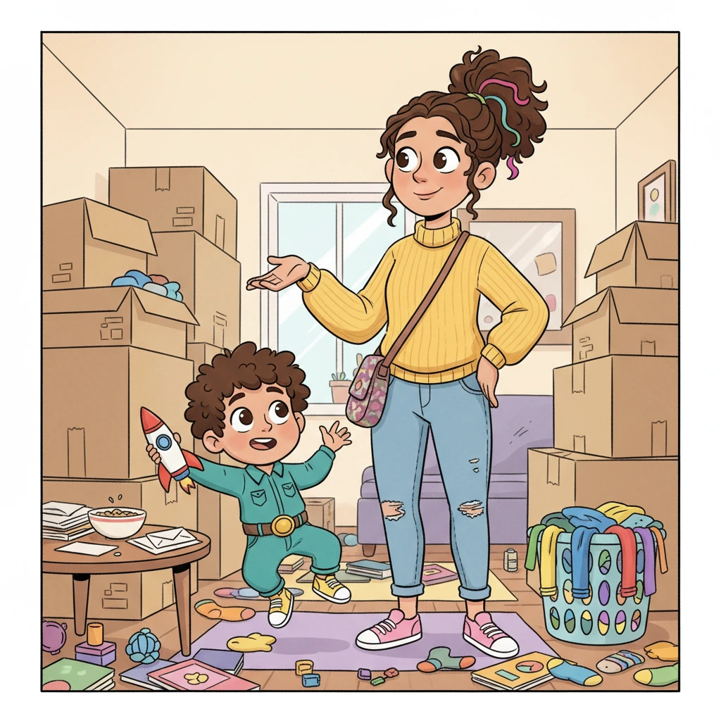 Maya, a single mom with a bright, hopeful smile, felt a little squished in her tiny apartment. Her son, Leo, a whirlwind of energy, tried to play with his toy rocket but kept bumping into stacks of boxes and overflowing laundry baskets. Maya sighed, wishing for more space and a little less chaos.