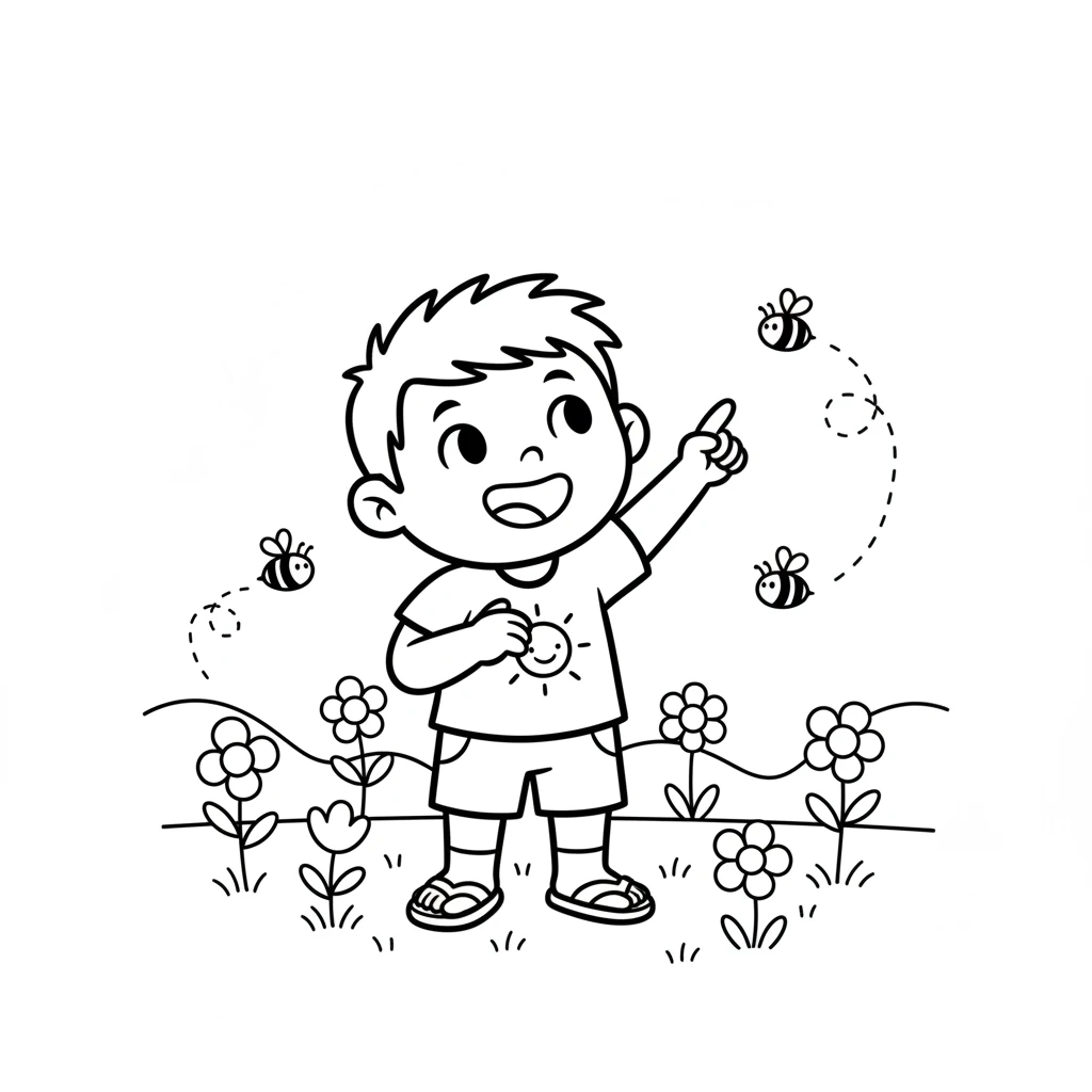 Soon, Leo discovered a wide, green meadow dotted with bright flowers. Busy bees buzzed gently from bloom to bloom. He watched them dance in the warm air.