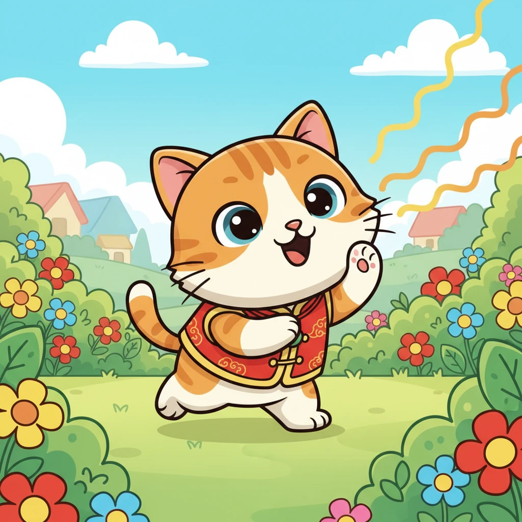 就在小淘气感到迷茫的时候，一阵诱人的食物香味随风飘来。那熟悉的味道让它精神一振，它循着香味的方向，加快了脚步。香味越来越浓，指引着它穿过灌木丛和花坛。