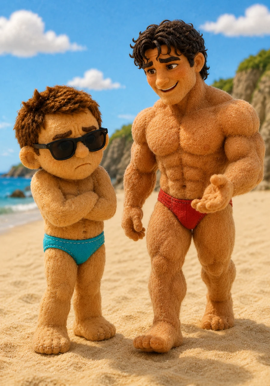 Callum approaches, his voice low and melodic as he asks if the sand is as hot as it looks. Jamie replies that it is like walking on a grill, feeling a sudden spark of warmth that has nothing to do with the sun.