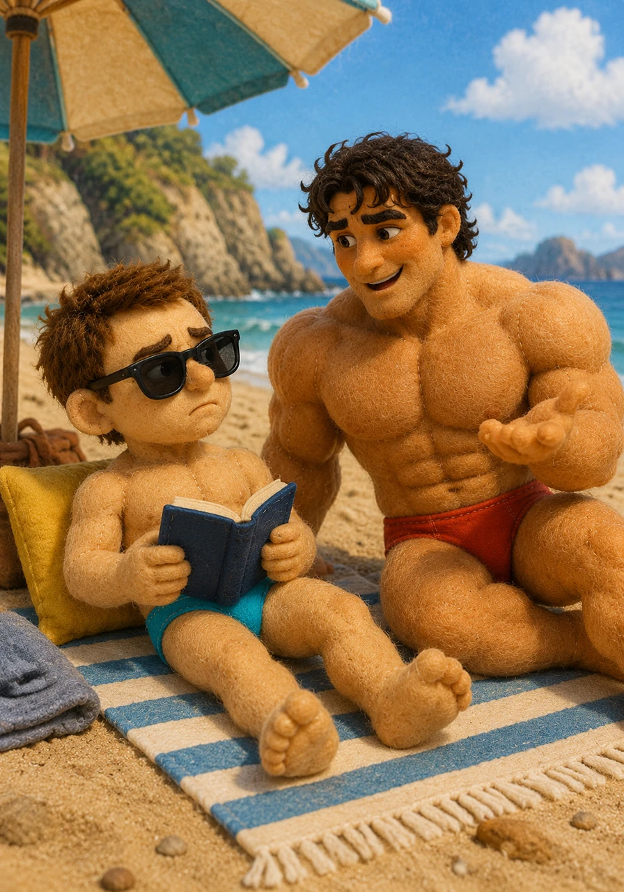 Callum joins Jamie on the sand, and the space between them hums with a new energy. They talk about life and travel, and Callum gently teases Jamie for reading such heavy books on a beautiful Saturday afternoon.