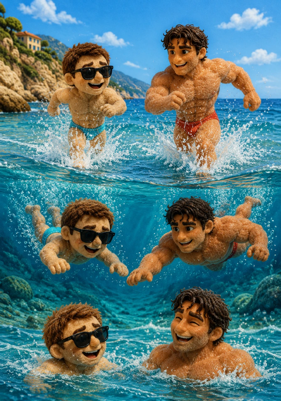 They race into the cool Mediterranean waves together, the shock of the water washing away Jamie’s self-consciousness. They dive under the swells and surface laughing, the ocean becoming a playground where they are finally free.