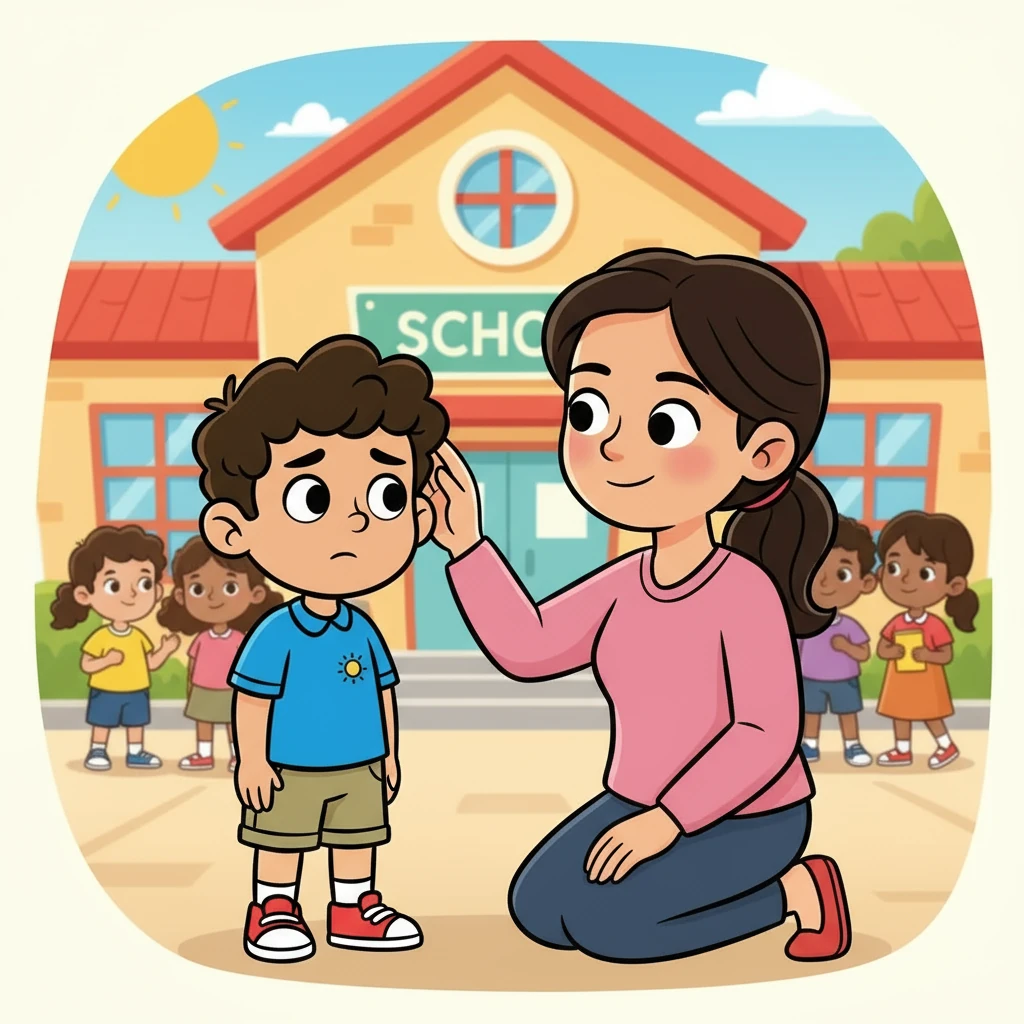 Ibu Amir tersenyum lembut kepadanya, membelai rambutnya. “Jangan risau, Amir. Sekolah adalah tempat yang menyeronokkan. Kamu akan bertemu dengan ramai kawan baru di sana,” katanya dengan lembut.