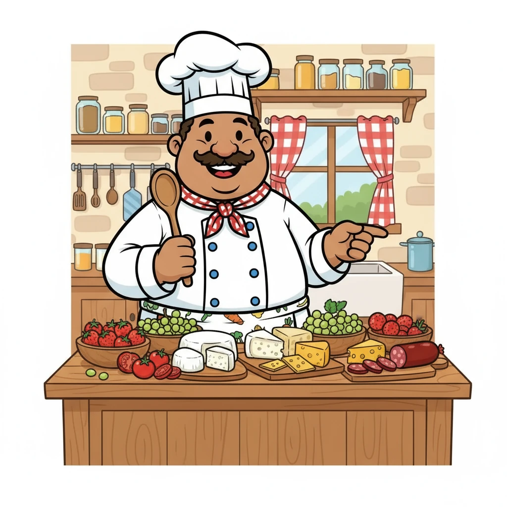 First, Chef John chose a selection of vibrant, ripe tomatoes, sweet strawberries, and crisp green grapes. Next, he picked out creamy goat cheese, sharp cheddar, and some smoky sausage. He knew these ingredients would be the stars of his charcuterie creation.