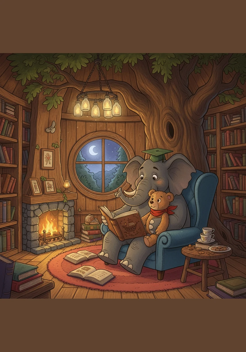 De wijze olifant Ollie kijkt rustig rond en ziet een berg kleding op de grond liggen, vol pyjama's en zachte sokken. Hij stelt voor dat Teddy een klimberg bouwt van de kleren om zo dichter bij de rand te komen.