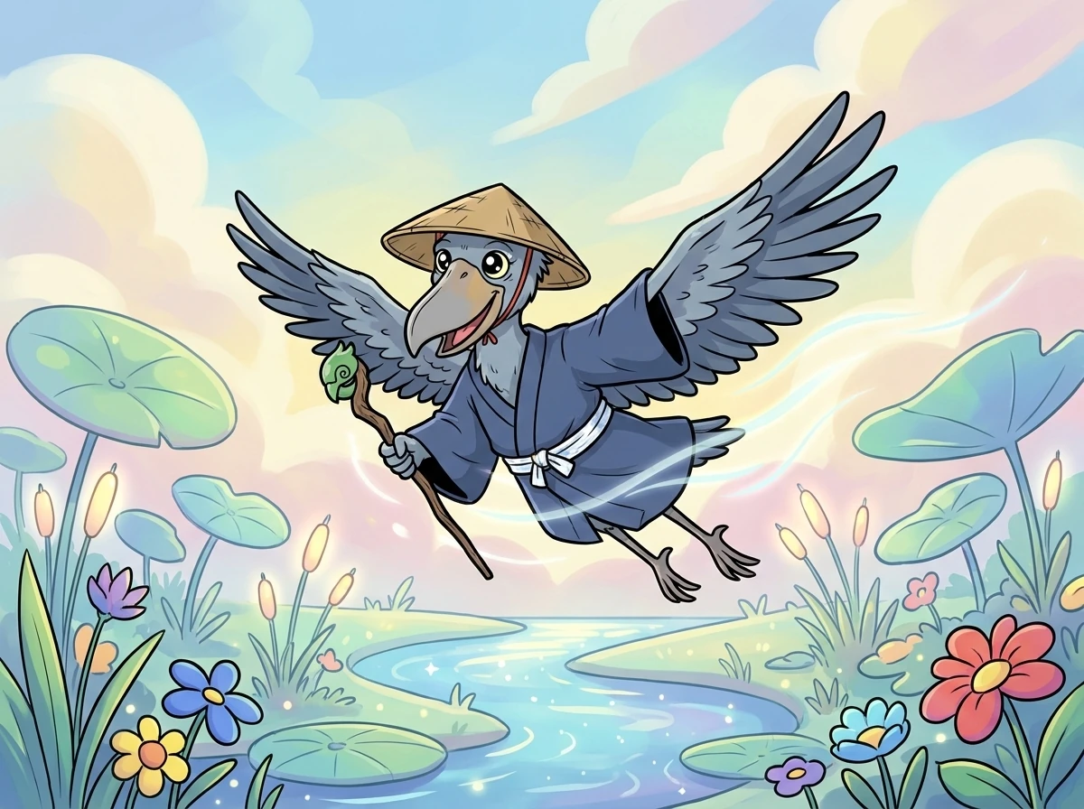 夢の中で、長老は湿地全体を飛び回っています。彼は自由と平和を感じています。