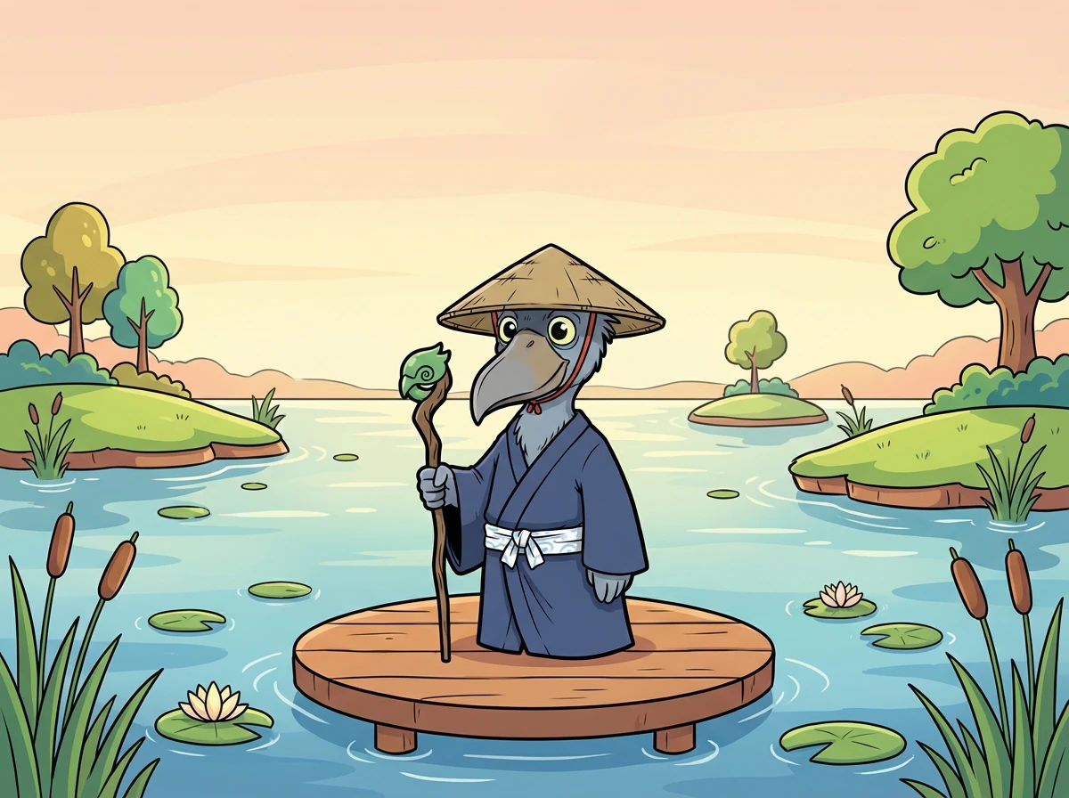 長老は静かに湿地を見守り続けます。彼は湿地の知恵と平和の象徴です。