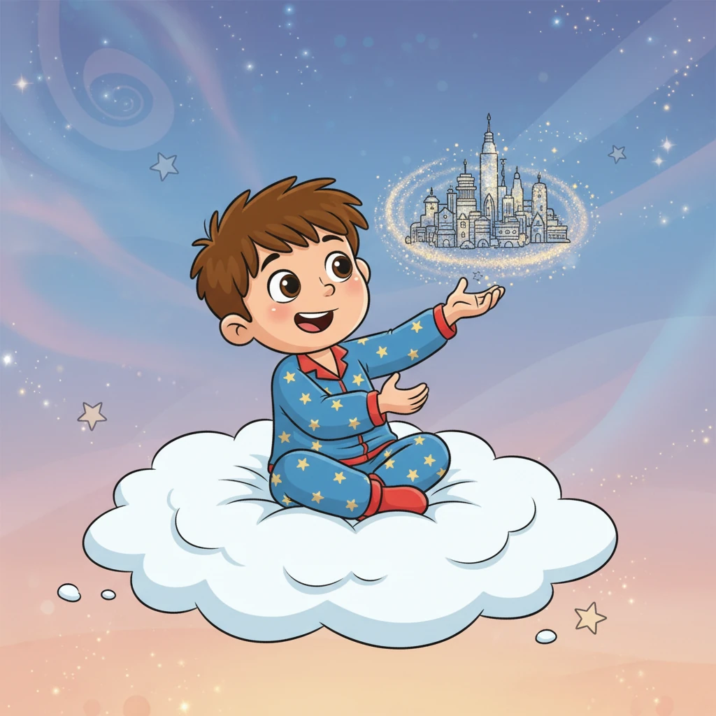 Nimbus smiles slyly, emphasizing that dreams are like little stories from the universe. Leo's eyes light up with a spark of interest, imagining what these dream-stories might be.