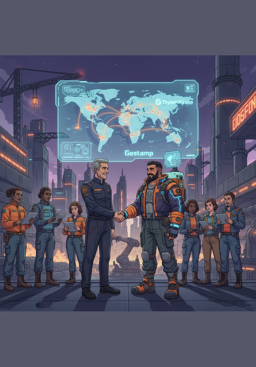 Un año después, la expansión alcanza un nuevo hito histórico al integrar la división de estampación en frío de ThyssenKrupp. Las plantas de producción se multiplican por toda Europa y América, consolidando a Gestamp como un referente indiscutible en la transformación del acero a nivel global.