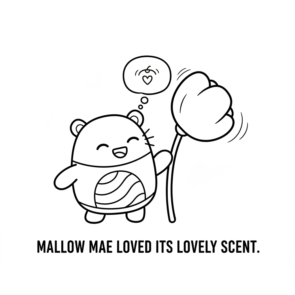 Right next to it, a tall, blue flower swayed gently in the breeze. Its petals were soft and inviting. Mallow Mae loved its lovely scent.