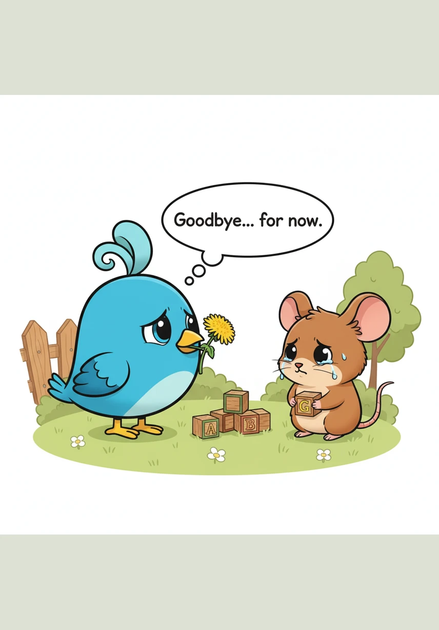 Pip the blue bird lives high in the leafy oak tree, while Squeak the orange mouse lives deep in the soft grass below. They look at each other from across the garden and wonder how two friends could be so different.