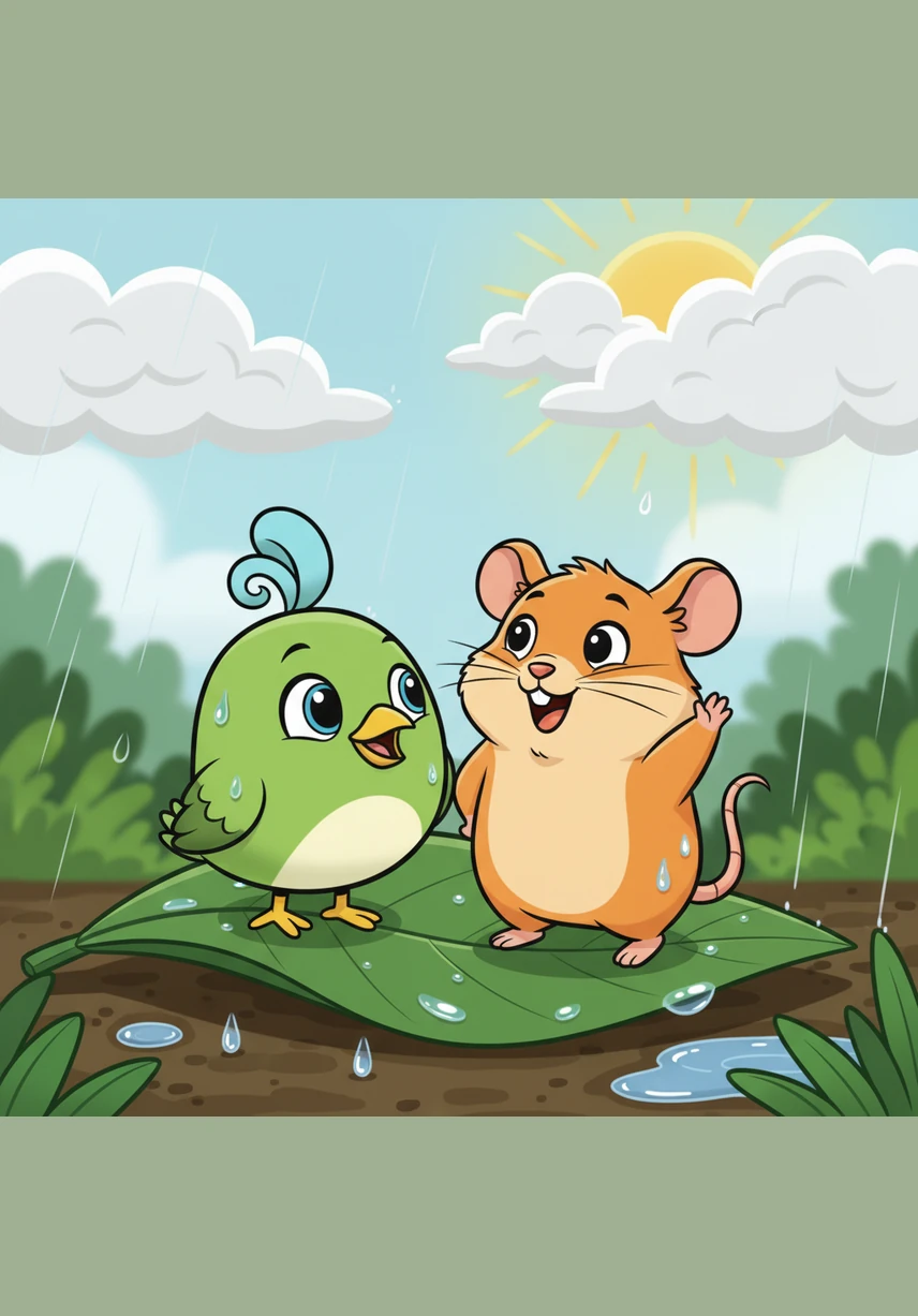 When the sun peeks out from the clouds, Pip lets out a happy chirp and Squeak gives a joyful squeak. They both love the way the world smells fresh and clean after a cool summer rain.