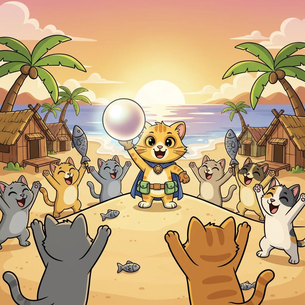 Back home, Simba presents the sparkling pearl to the grateful community, who celebrate his bravery with cheers and delicious fish treats. The pearl brings joy and prosperity, and Simba, the brave little cat, becomes a beloved legend of the Karachi coast, forever remembered for his courageous quest.