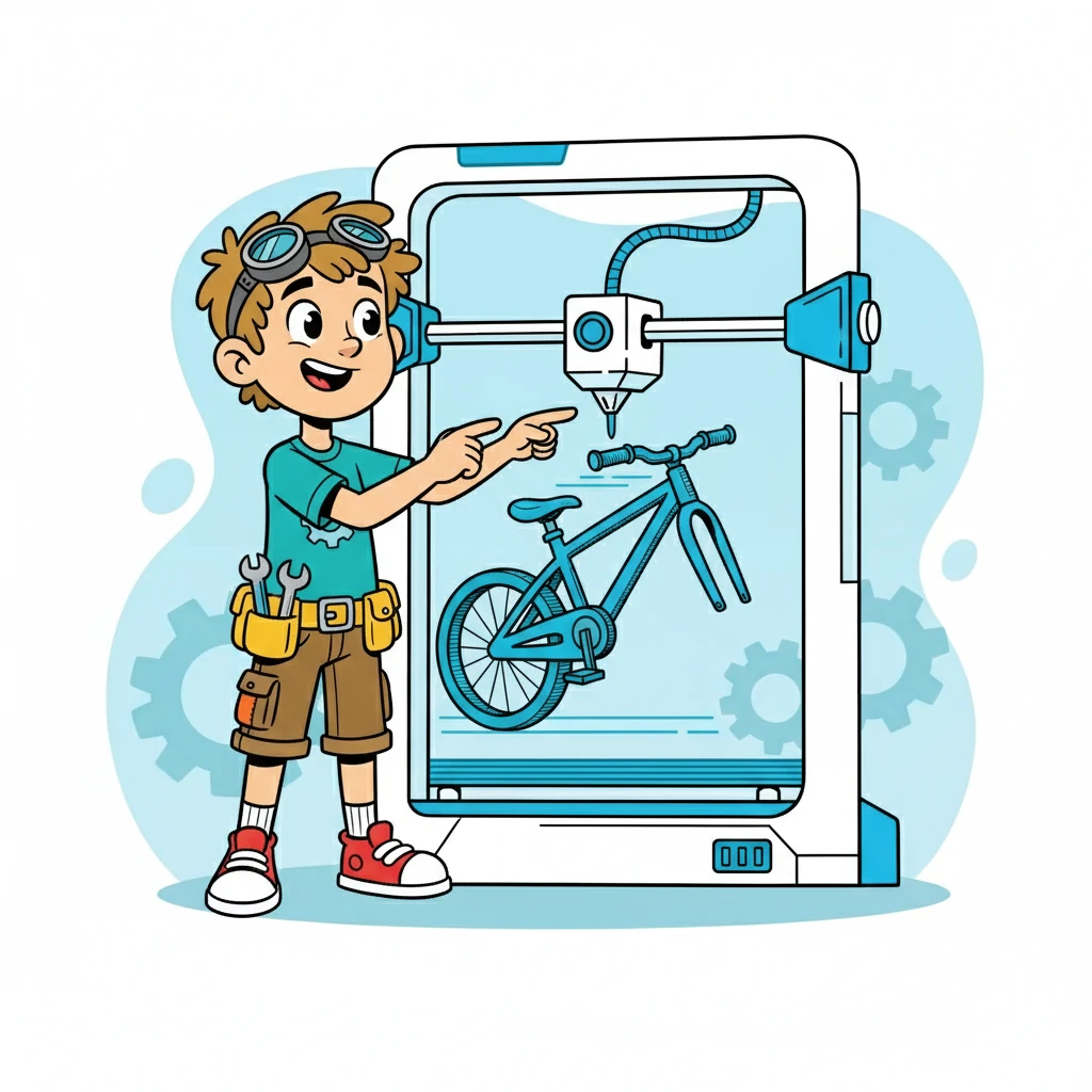 Glossary: 3D Printing: A process of making three-dimensional solid objects from a digital file. Nylon: A strong, lightweight synthetic material. Functional: Able to perform a specific task. Fun Fact: The Airbike is made without any waste, and can be recycled!