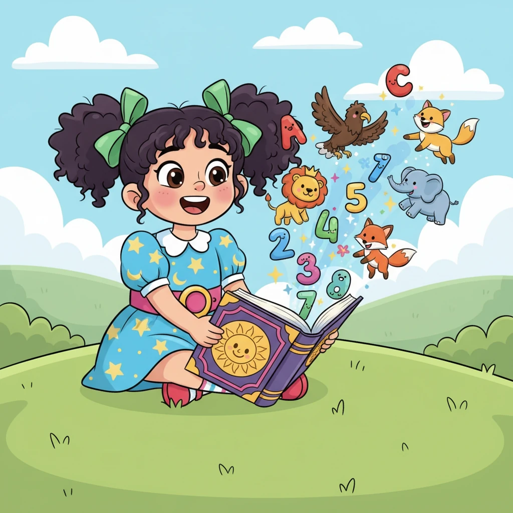 Кітап толық ашылғанда, оның ішінен түрлі-түсті әріптер мен сандар, жануарлардың суреттері мен қызықты ертегілер көрінді. Әріптер Айшаға жымиып тұрғандай әсер қалдырды, ал суреттер тіріліп кеткендей еді. Кітап: — Айша, әр әріптің өзіндік тарихы бар! — деді.