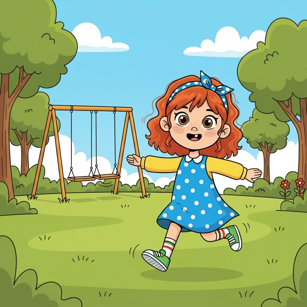 One sunny afternoon, Emmy's family went to the park. Emmy, wearing her favorite dress, ran through the grass, her laughter echoing in the air. She found comfort in the swings, the gentle rocking motion soothing her as she watched the clouds drift by.