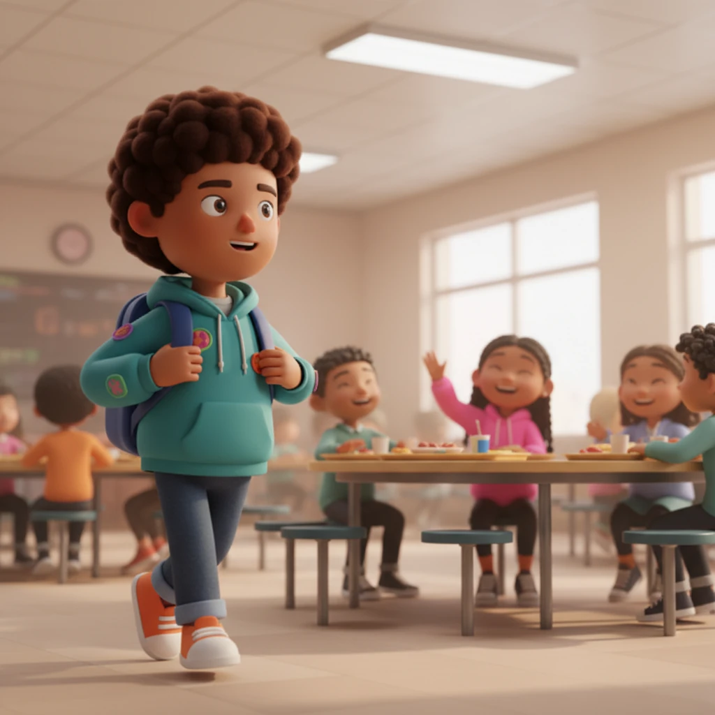 Lunchtime arrived, and Jake initially found himself a solitary table in the bustling cafeteria, feeling a familiar pang of loneliness. Then, he spotted Maya waving from across the room, already surrounded by a small group of students. He walked over, a warm sense of belonging starting to bloom as he joined them.