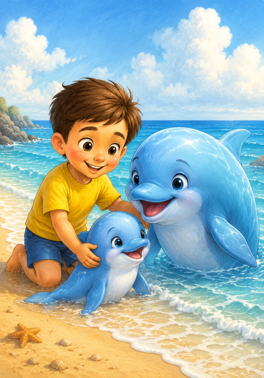 Sam was a small boy who loved the sea more than anything else. Every day, he played on the warm sandy beach, feeling the salt air and listening to the waves.