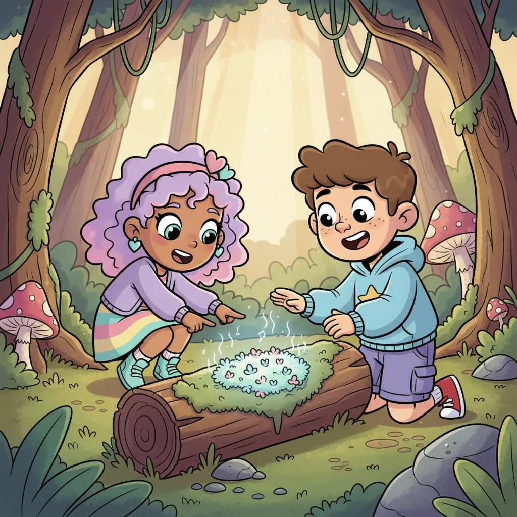 Their grandest adventure led them deep into the Whispering Woods, where legends spoke of the elusive "Moonpetal Moss." After hours of searching, they found it: a single, delicate patch that pulsed with soft light and hummed a tiny, enchanting melody. Their faces glowed with shared triumph.