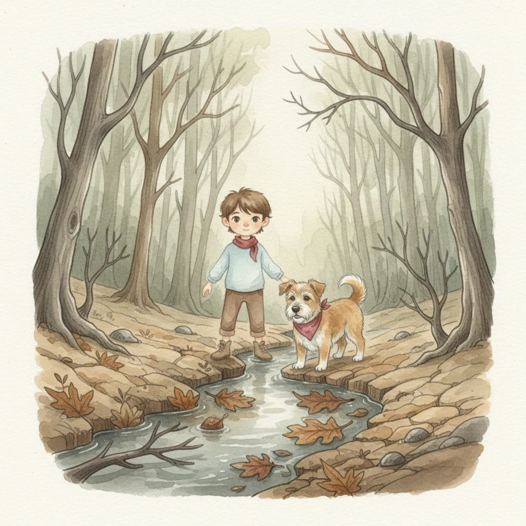 Together, they ventured deeper, discovering patches of dry, cracked earth and a small stream choked with fallen leaves and debris. The vibrant greens of the forest seemed duller in these spots, and the whispering voices grew more sorrowful.