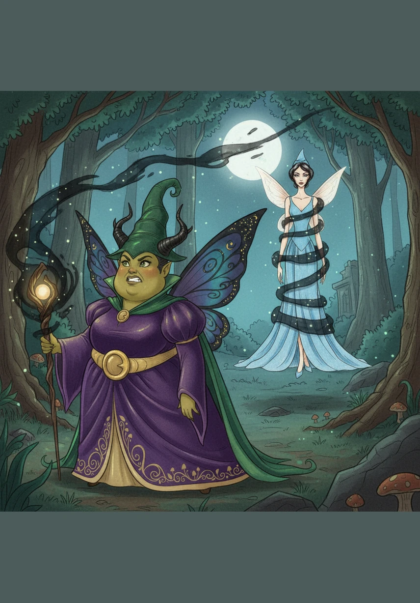 While the guests cheered for the unexpected treats, Merra looked on with a frown, worried about the messy crumbs on the pristine marble floor. She reached up high to clear a stray cloud of magical sprinkles, but her slender frame made her wobbly on her feet. She tipped precariously, losing her balance as she reached for the ceiling.