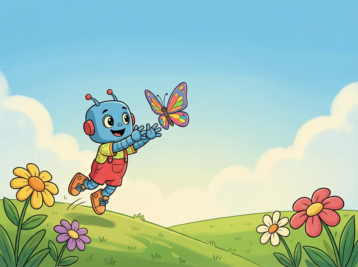 Robby waved goodbye with a gentle beep,
"Thank you for the friendship, oh so deep!" He flew back home, across the sky,
with memories to cherish, way up high.