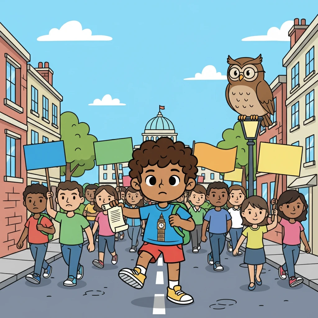 He witnessed a series of protests and petitions, people marching for various causes. 'This is informal participation!' the owl chirped. 'Protests, petitions, all that. But they don't give the government a mandate like voting does.'