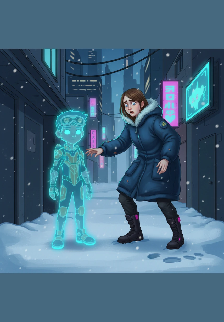 As Alina reached out to touch the boy's shoulder, she noticed something that made her heart stop in terror. The snow around the figure was perfectly smooth and white, with no footprints leading to where the boy stood.