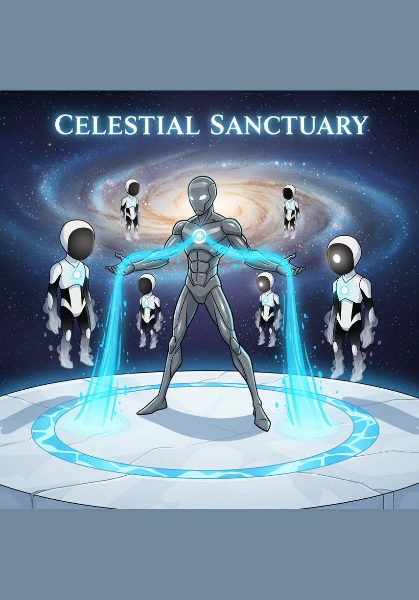 Suddenly, the rhythmic hum in Echo’s chest sharpens into a dissonant screech. A violent tear rips through the nebula, a white-hot wound of Anti-Existence known as the Fracture that threatens to consume the remaining light of the sanctuary.