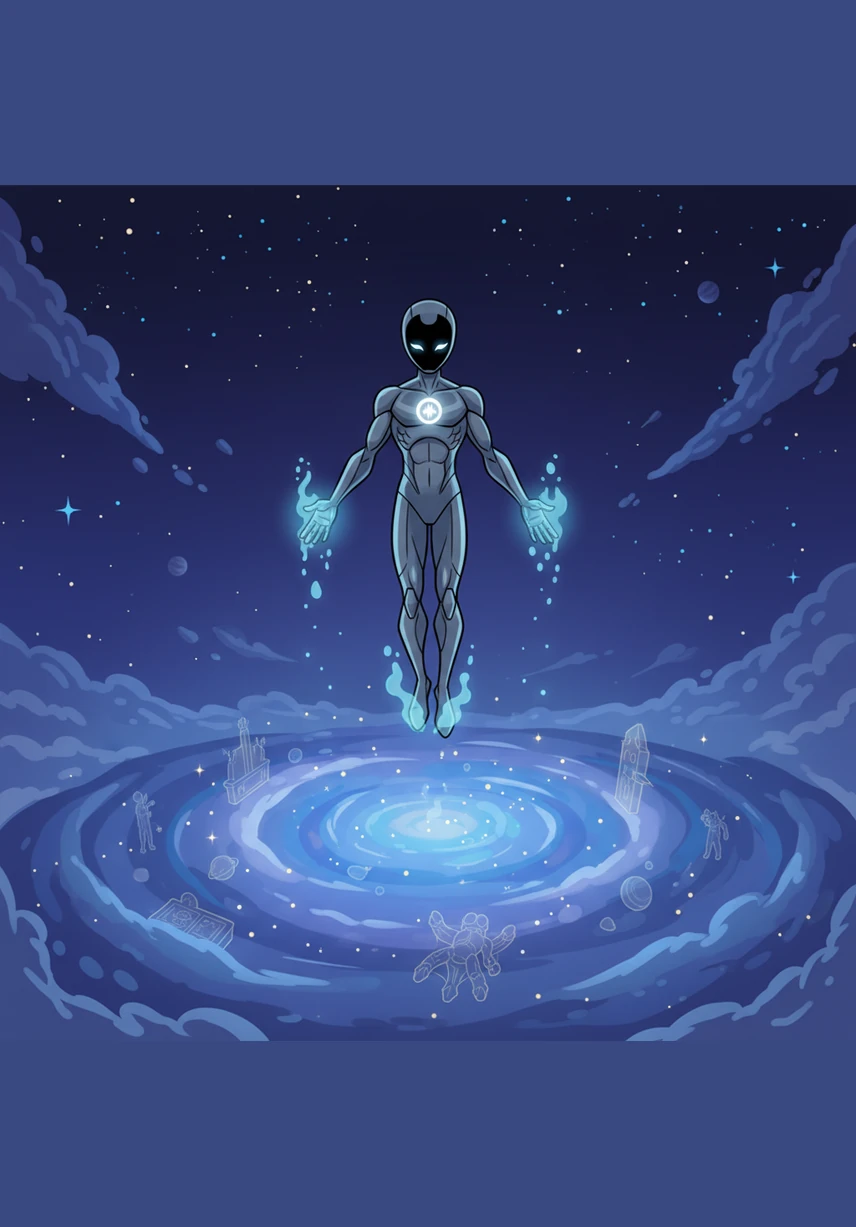 The Fracture vanishes, leaving Echo hovering in the center of the restored nebula, his form forever changed. His smooth lines are now etched with jagged scars of starlight, and the rhythmic pulse in his chest has slowed to a faint, weary heartbeat.