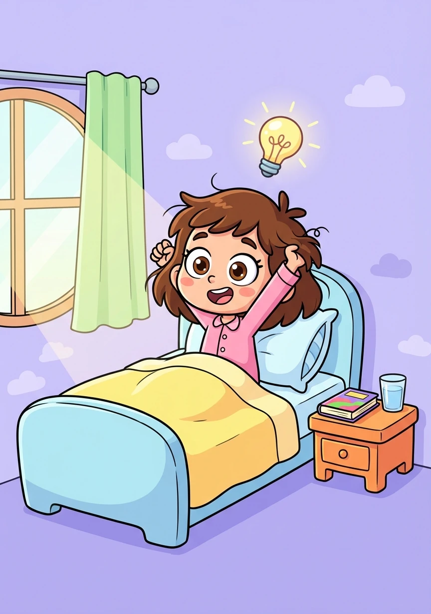 Aurora acordou em sua cama, percebendo que tudo tinha sido um sonho mágico. Mas ela sabia que, com criatividade e dedicação, qualquer um pode criar um aplicativo!